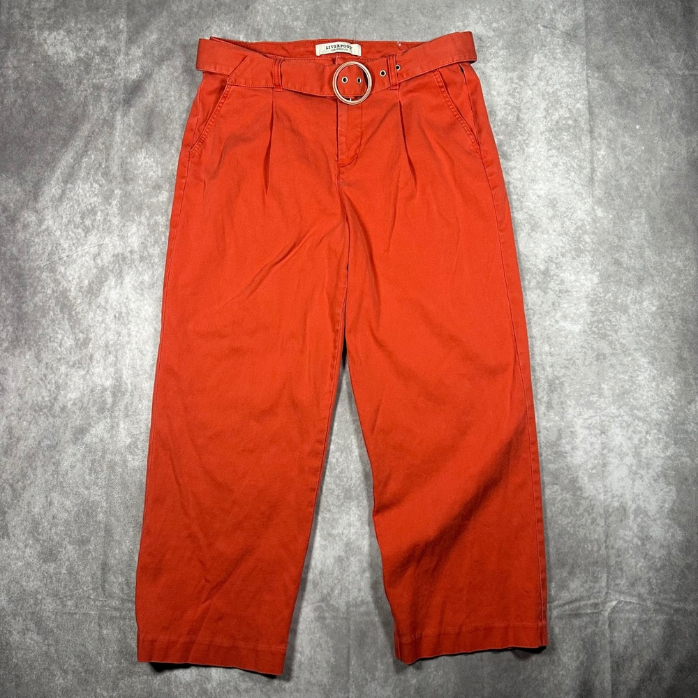 Liverpool Los Angeles Orange Wide Leg Belted Pleated Trousers Pants 10/30 Career